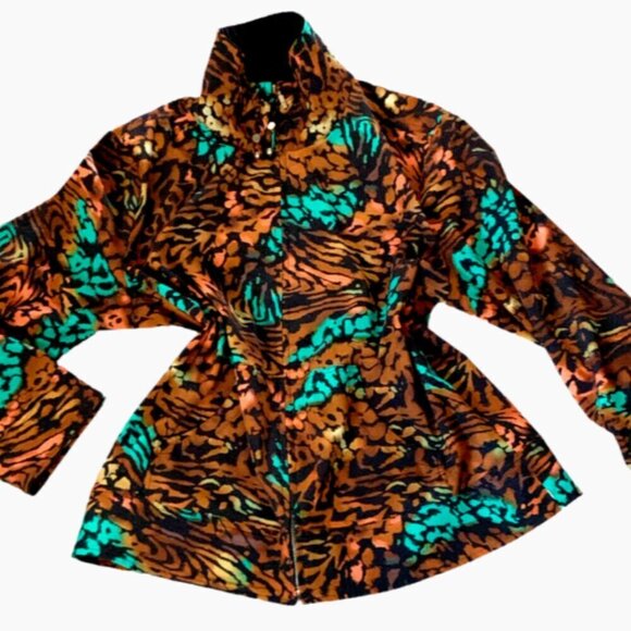 Chico's Zenergy Full Zip Jacket Colorful Tiger Animal Print Sz 2 (L/12) #87A - Picture 6 of 8